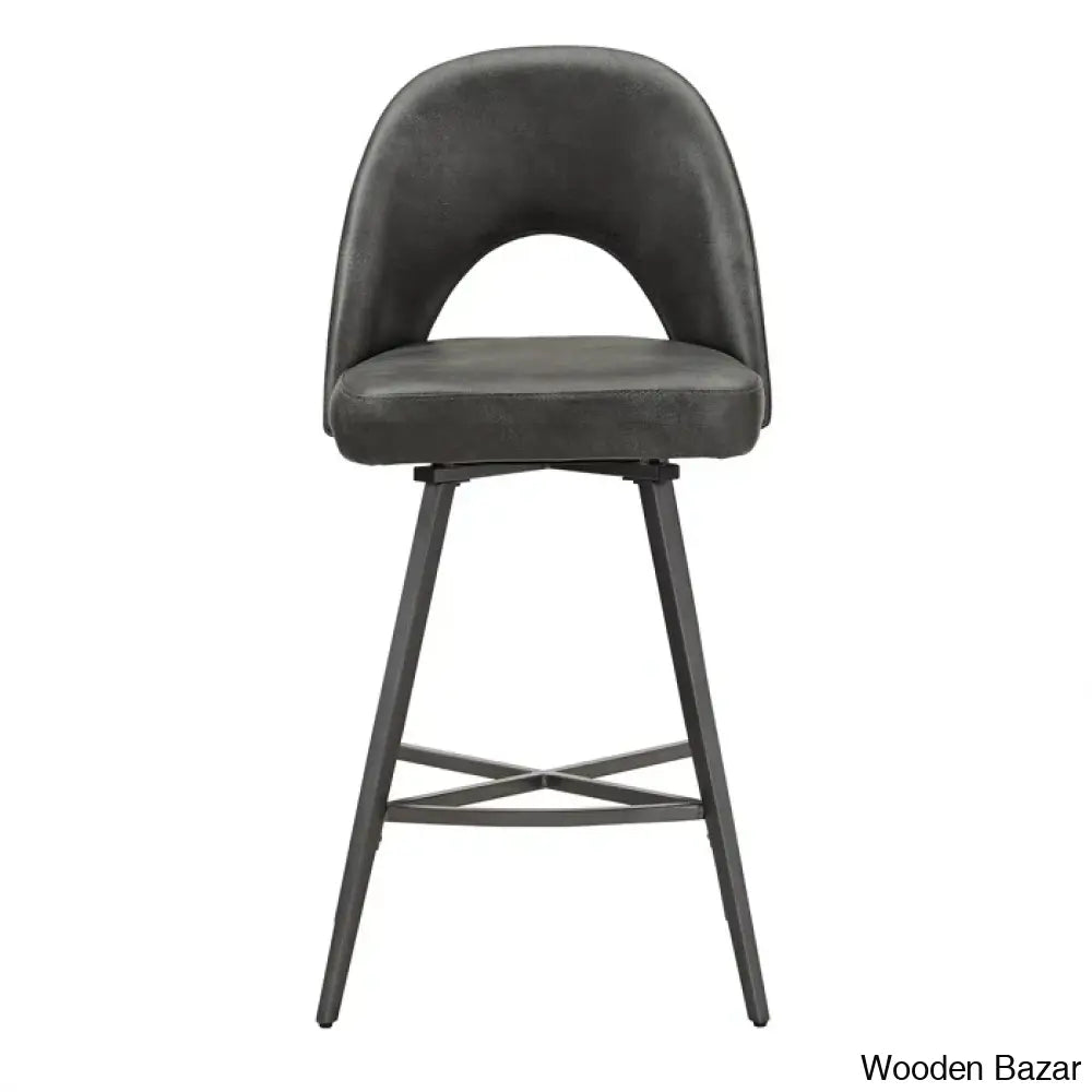 Etnas Swivel Upholstered Counter And Bar Stool With Metal Frame (Set Of 2)