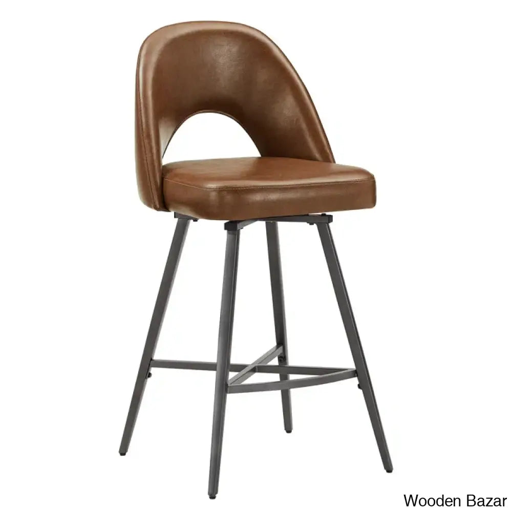 Etnas Swivel Upholstered Counter And Bar Stool With Metal Frame (Set Of 2)