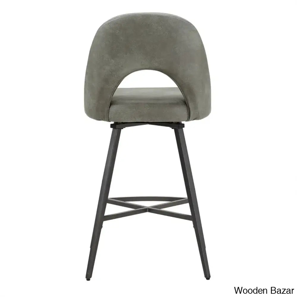 Etnas Swivel Upholstered Counter And Bar Stool With Metal Frame (Set Of 2)