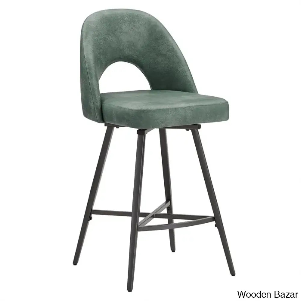 Etnas Swivel Upholstered Counter And Bar Stool With Metal Frame (Set Of 2)