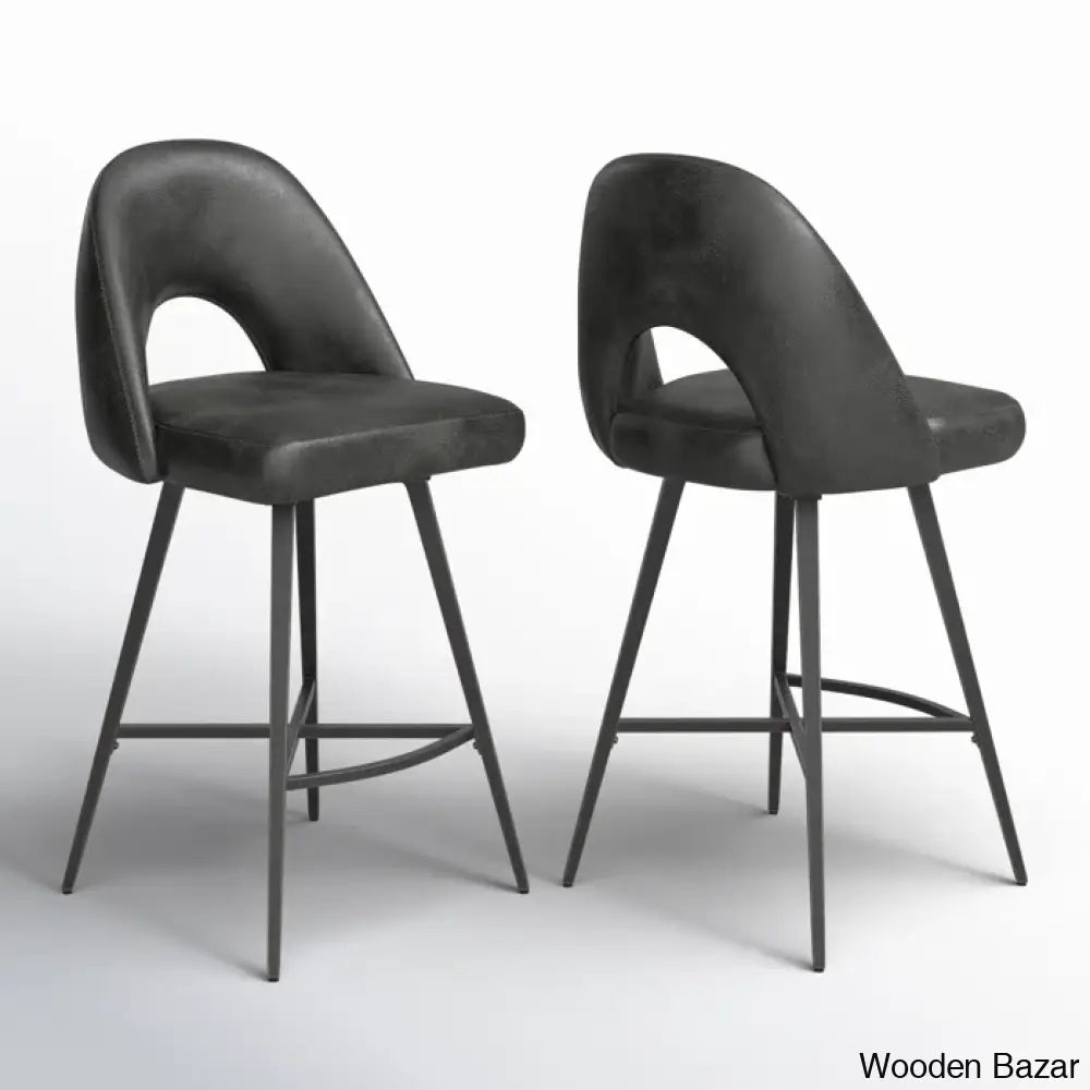 Etnas Swivel Upholstered Counter And Bar Stool With Metal Frame (Set Of 2)