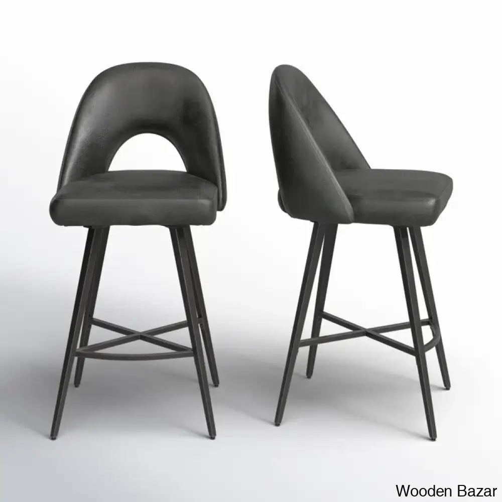 Etnas Swivel Upholstered Counter And Bar Stool With Metal Frame (Set Of 2)