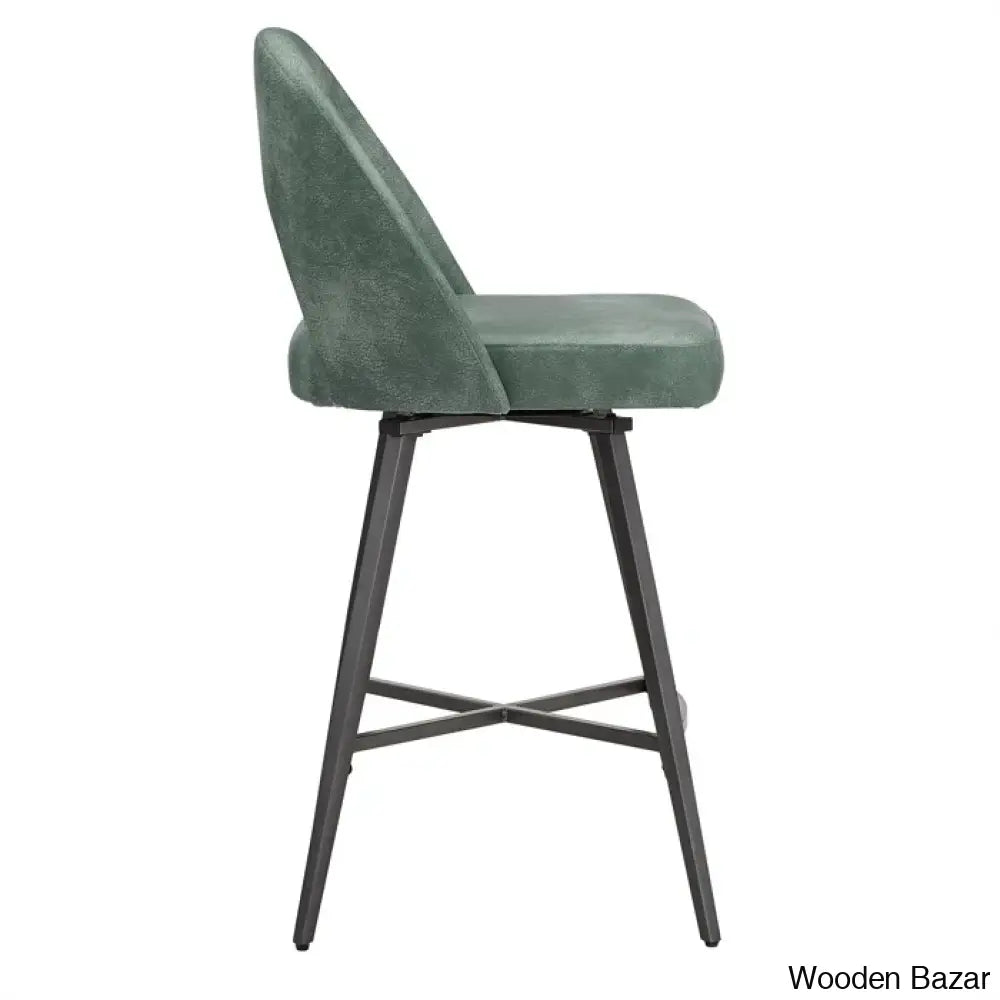 Etnas Swivel Upholstered Counter And Bar Stool With Metal Frame (Set Of 2)