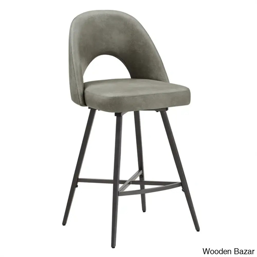 Etnas Swivel Upholstered Counter And Bar Stool With Metal Frame (Set Of 2)