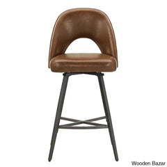 Etnas Swivel Upholstered Counter And Bar Stool With Metal Frame (Set Of 2)