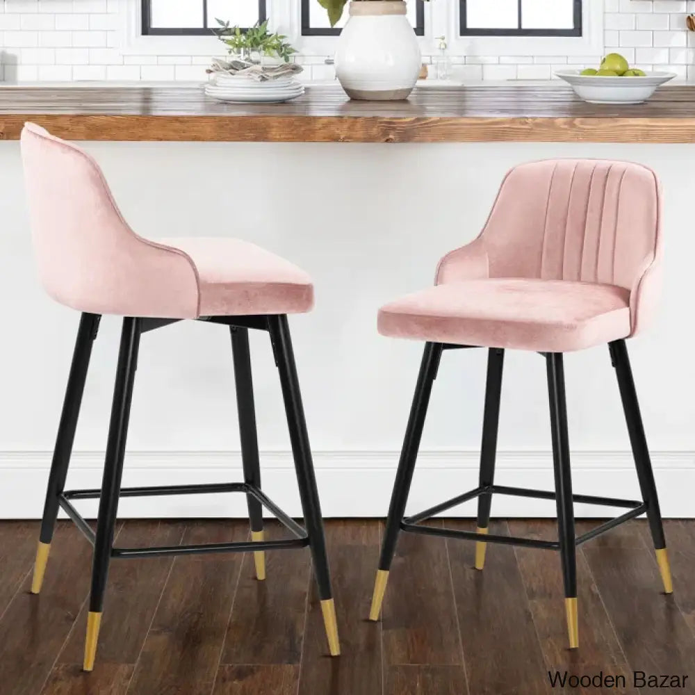 Eve Swivel Velvet Upholstered Counter & Bar Stool (Set Of 2)