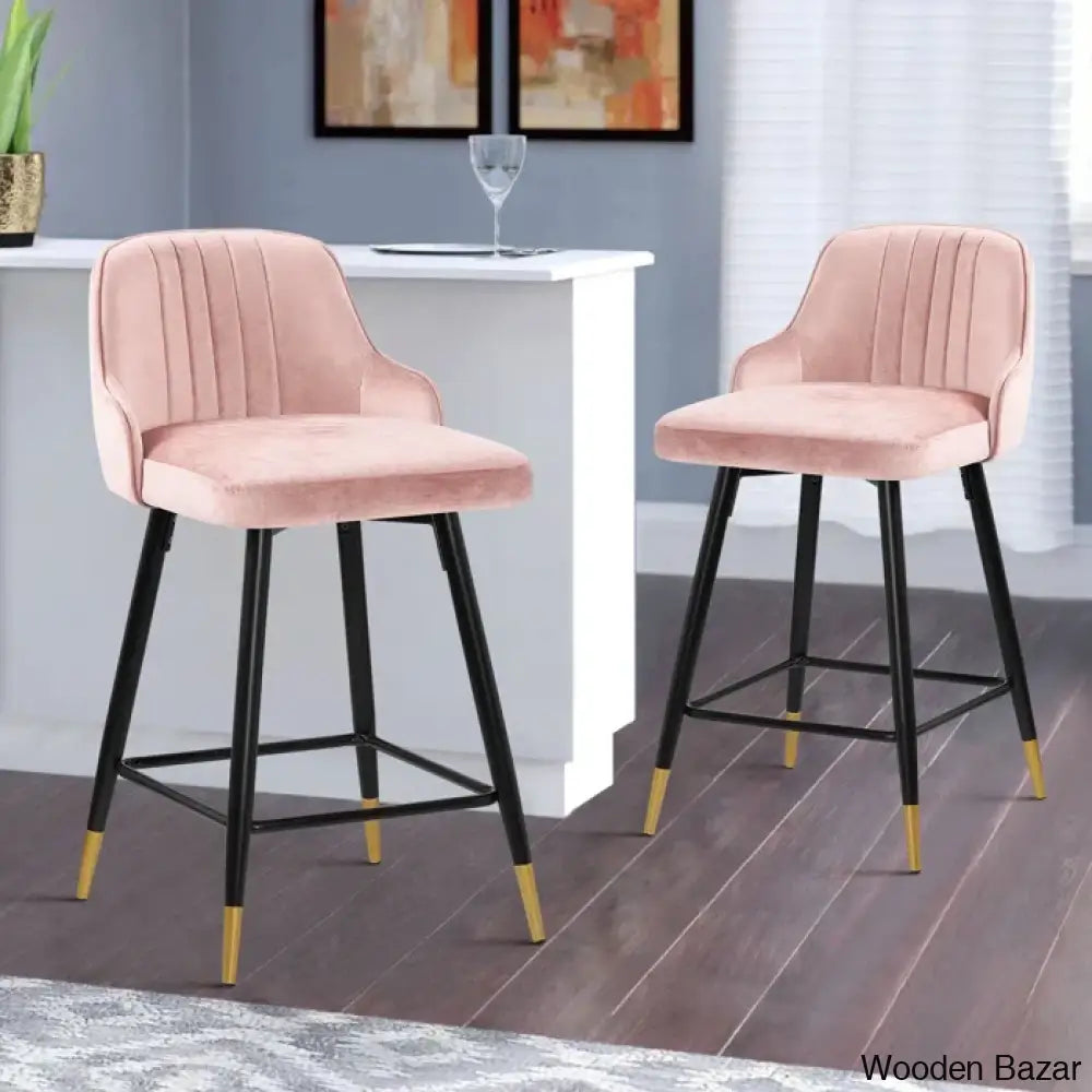 Eve Swivel Velvet Upholstered Counter & Bar Stool (Set Of 2)