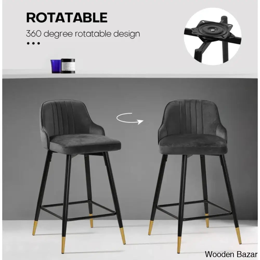 Eve Swivel Velvet Upholstered Counter & Bar Stool (Set Of 2)