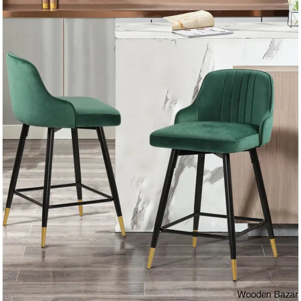 Eve Swivel Velvet Upholstered Counter & Bar Stool (Set Of 2)