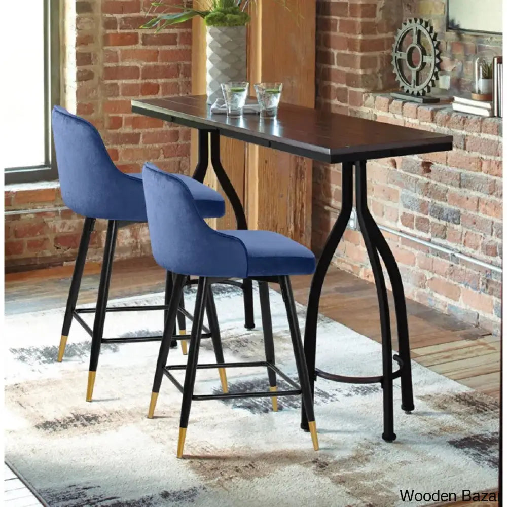 Eve Swivel Velvet Upholstered Counter & Bar Stool (Set Of 2)