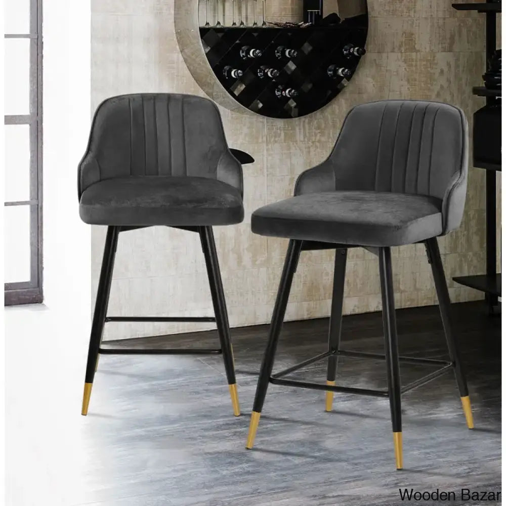 Eve Swivel Velvet Upholstered Counter & Bar Stool (Set Of 2)