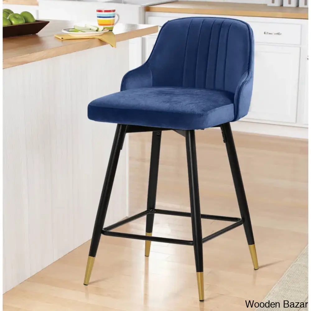 Eve Swivel Velvet Upholstered Counter & Bar Stool (Set Of 2)