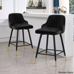 Eve Swivel Velvet Upholstered Counter & Bar Stool (Set Of 2) Black / (29’’ Seat Height)