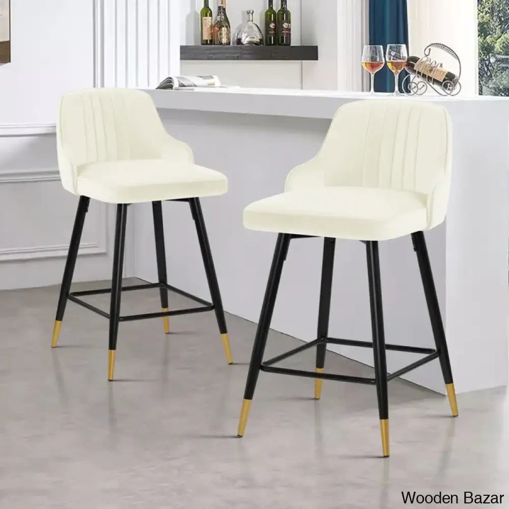 Eve Swivel Velvet Upholstered Counter & Bar Stool (Set Of 2) White / (29’’ Seat Height)