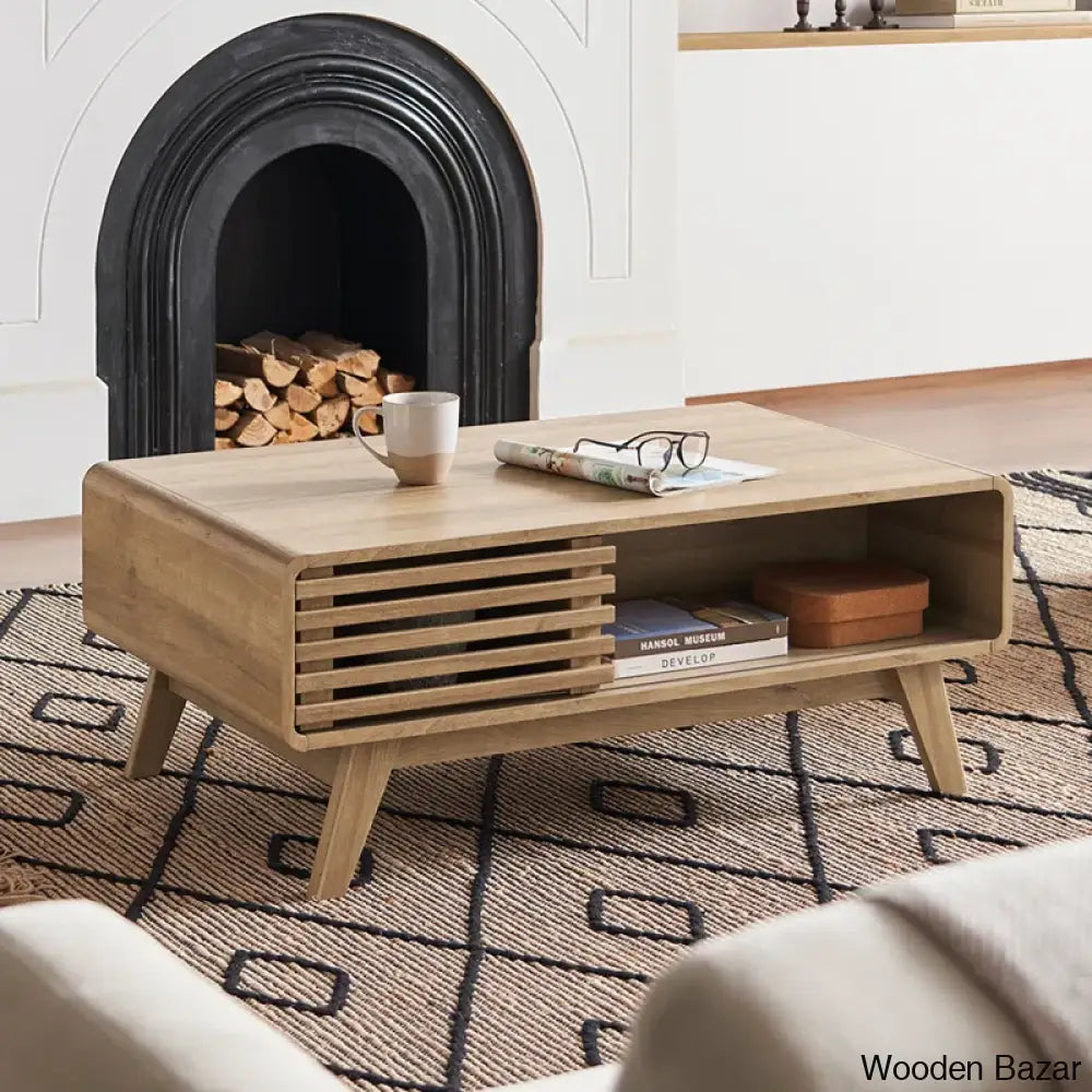 Evian Coffee Table With Storage And Center Table Oak