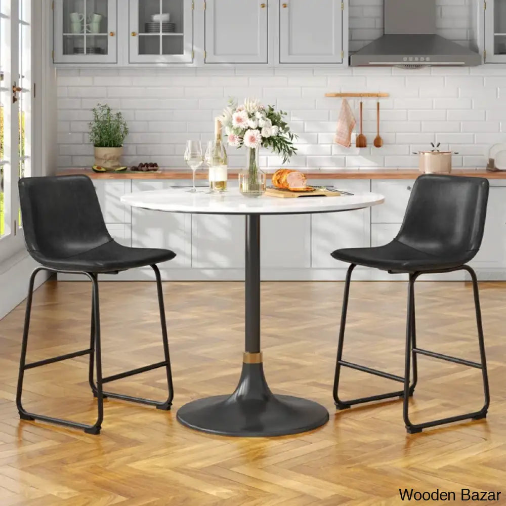 Evres Swivel Faux Leather Bar Stools Upholstered Counter And Bar Modern Kitchen Chairs With Metal