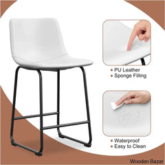Evres Swivel Faux Leather Bar Stools Upholstered Counter And Bar Modern Kitchen Chairs With Metal
