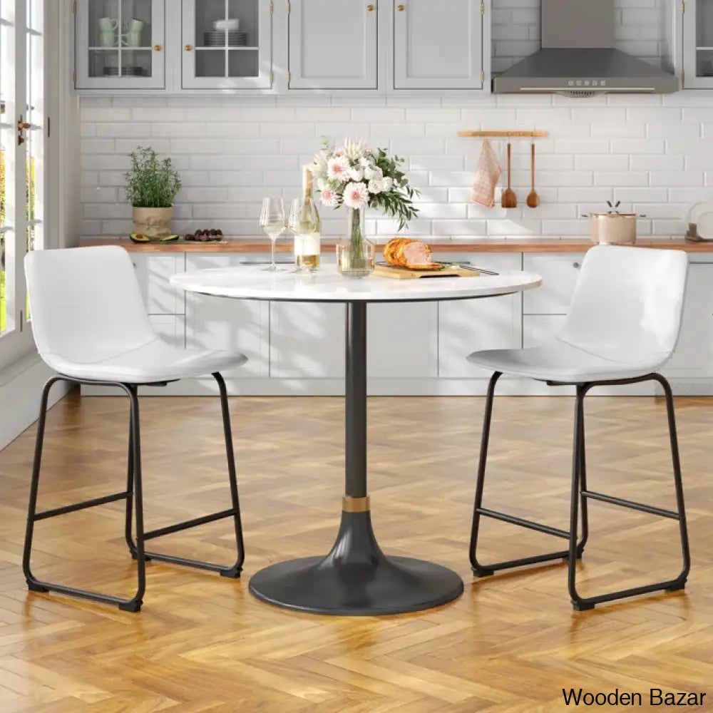 Evres Swivel Faux Leather Bar Stools Upholstered Counter And Bar Modern Kitchen Chairs With Metal