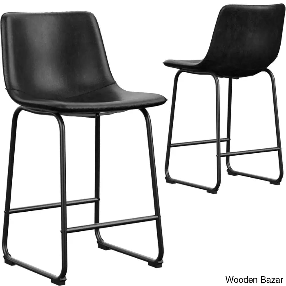 Evres Swivel Faux Leather Bar Stools Upholstered Counter And Bar Modern Kitchen Chairs With Metal