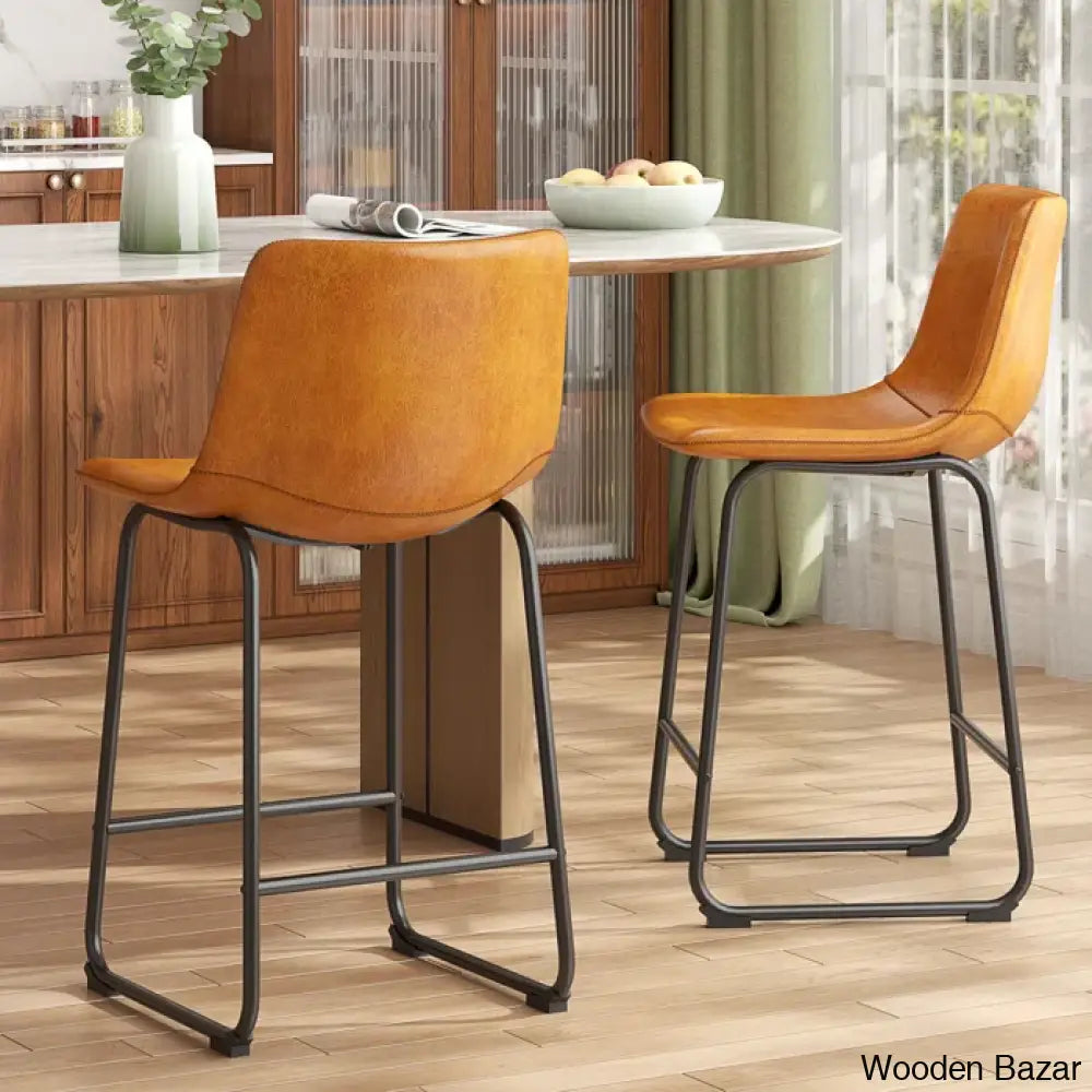 Evres Swivel Faux Leather Bar Stools Upholstered Counter And Bar Modern Kitchen Chairs With Metal