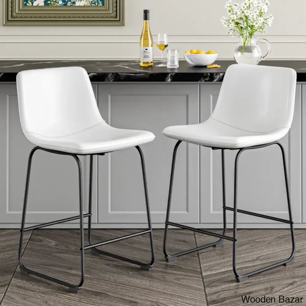 Evres Swivel Faux Leather Bar Stools Upholstered Counter And Bar Modern Kitchen Chairs With Metal