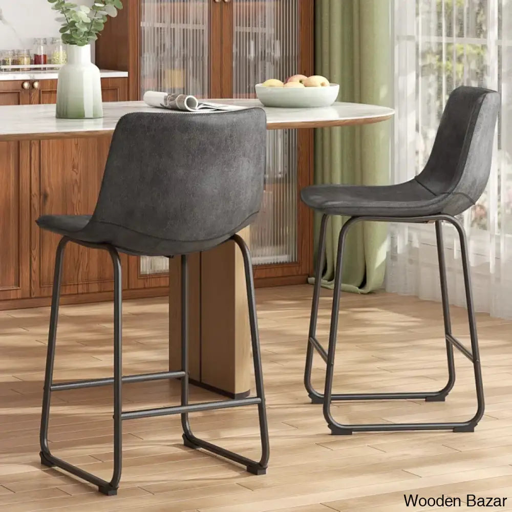 Evres Swivel Faux Leather Bar Stools Upholstered Counter And Bar Modern Kitchen Chairs With Metal