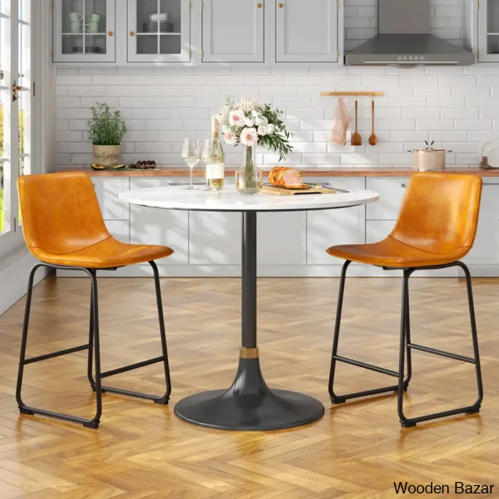 Evres Swivel Faux Leather Bar Stools Upholstered Counter And Bar Modern Kitchen Chairs With Metal