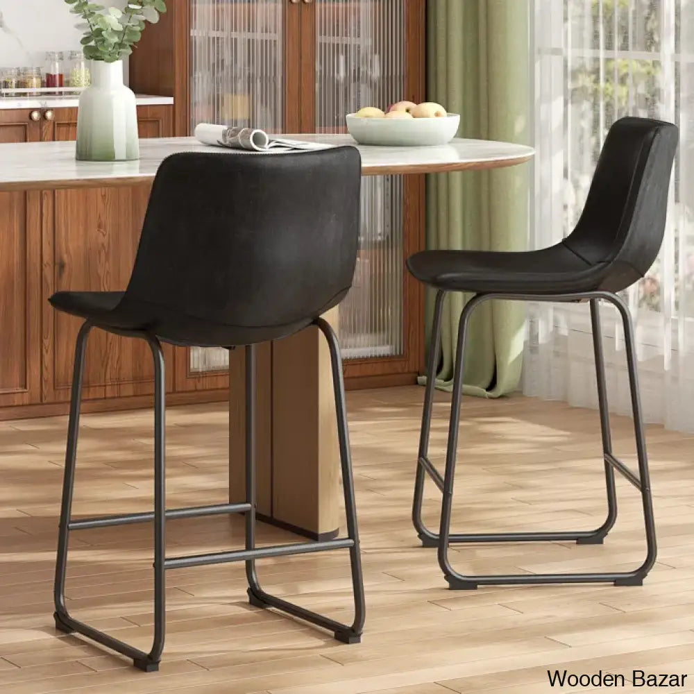 Evres Swivel Faux Leather Bar Stools Upholstered Counter And Bar Modern Kitchen Chairs With Metal