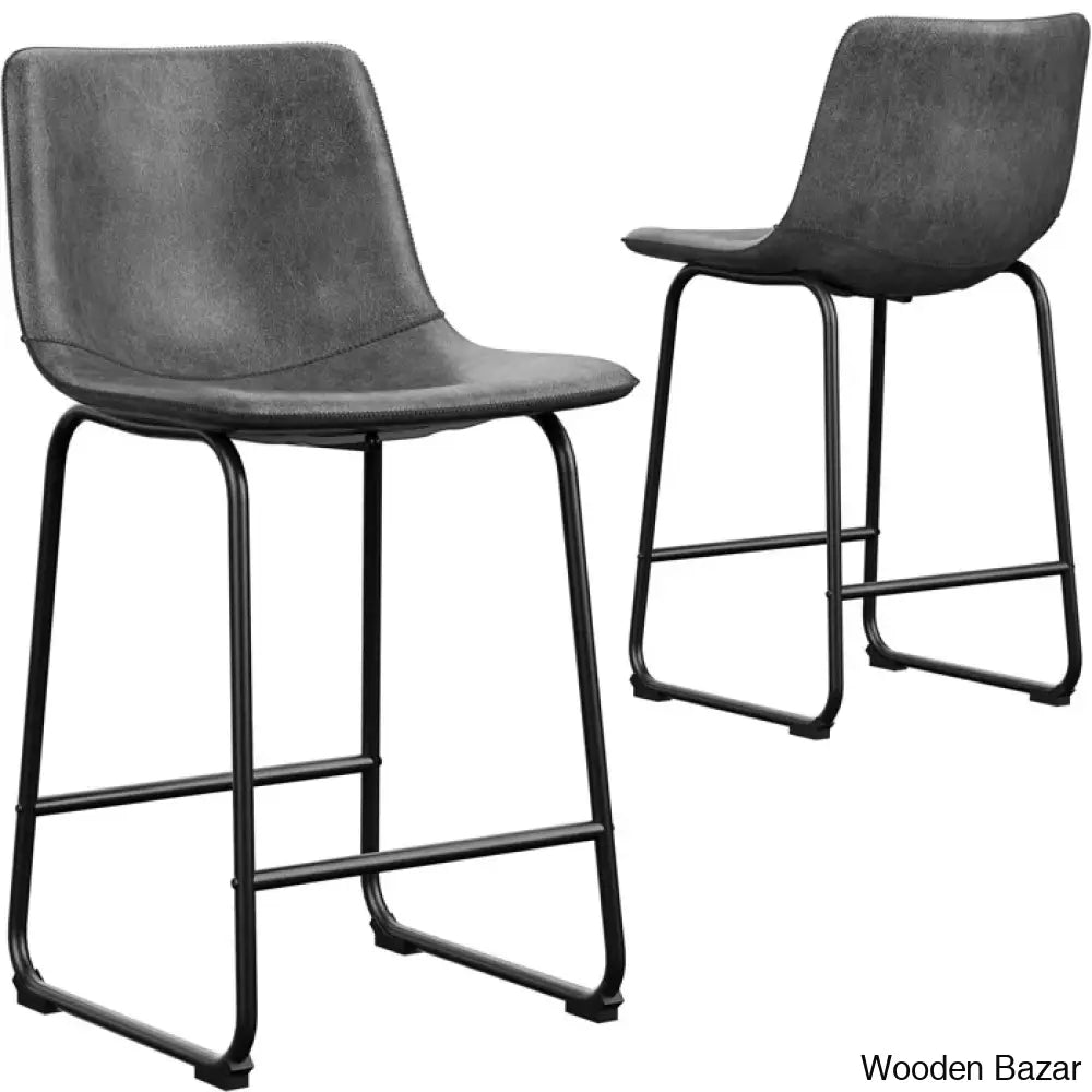 Evres Swivel Faux Leather Bar Stools Upholstered Counter And Bar Modern Kitchen Chairs With Metal