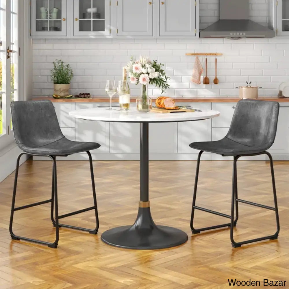 Evres Swivel Faux Leather Bar Stools Upholstered Counter And Bar Modern Kitchen Chairs With Metal