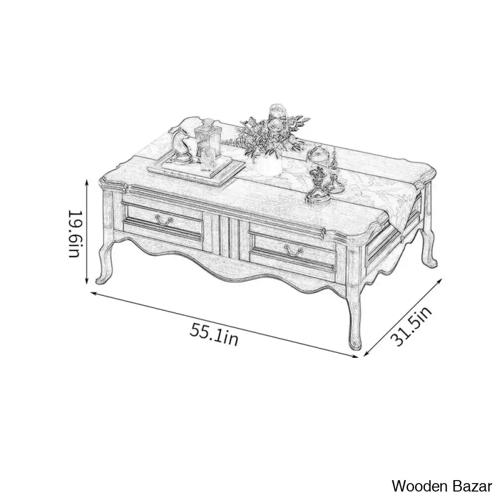 Exce Vintage Solid Wood Storage Coffee And Center Table