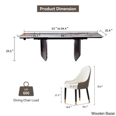 Extendable Sintered Stone Table With 8 Luxe Leather Chairs