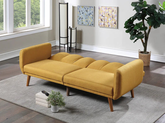 Jessica Elegant Modern Sofa In Mustard Color - Wooden Bazar