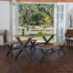 Fairfax Modern 4 Seater Solid Wood Top Trestle Dining Set