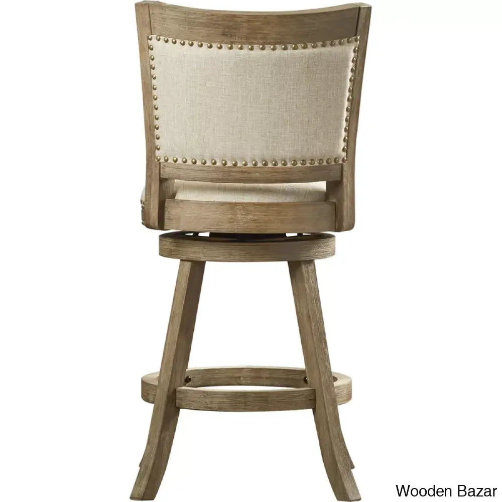 Falkenc Swivel Upholstered Counter And Bar Stool With Solid Wood Frame