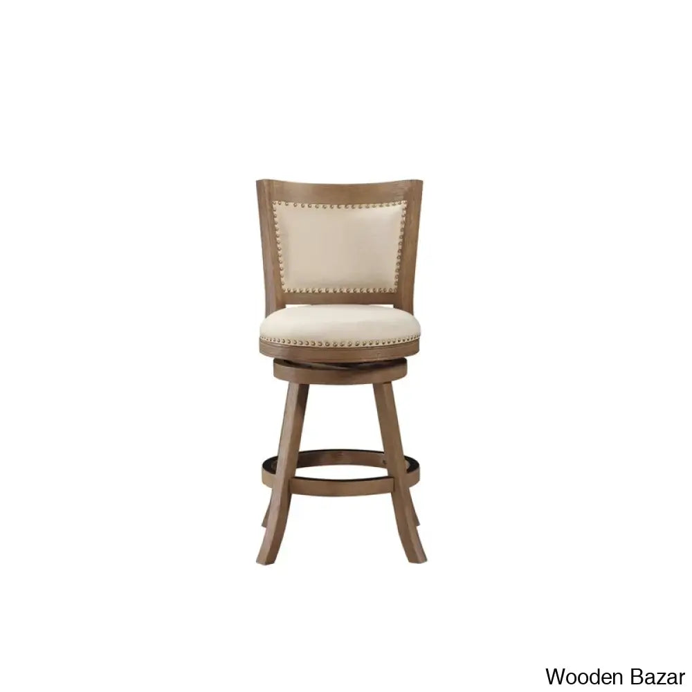 Falkenc Swivel Upholstered Counter And Bar Stool With Solid Wood Frame