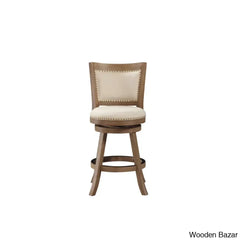 Falkenc Swivel Upholstered Counter And Bar Stool With Solid Wood Frame