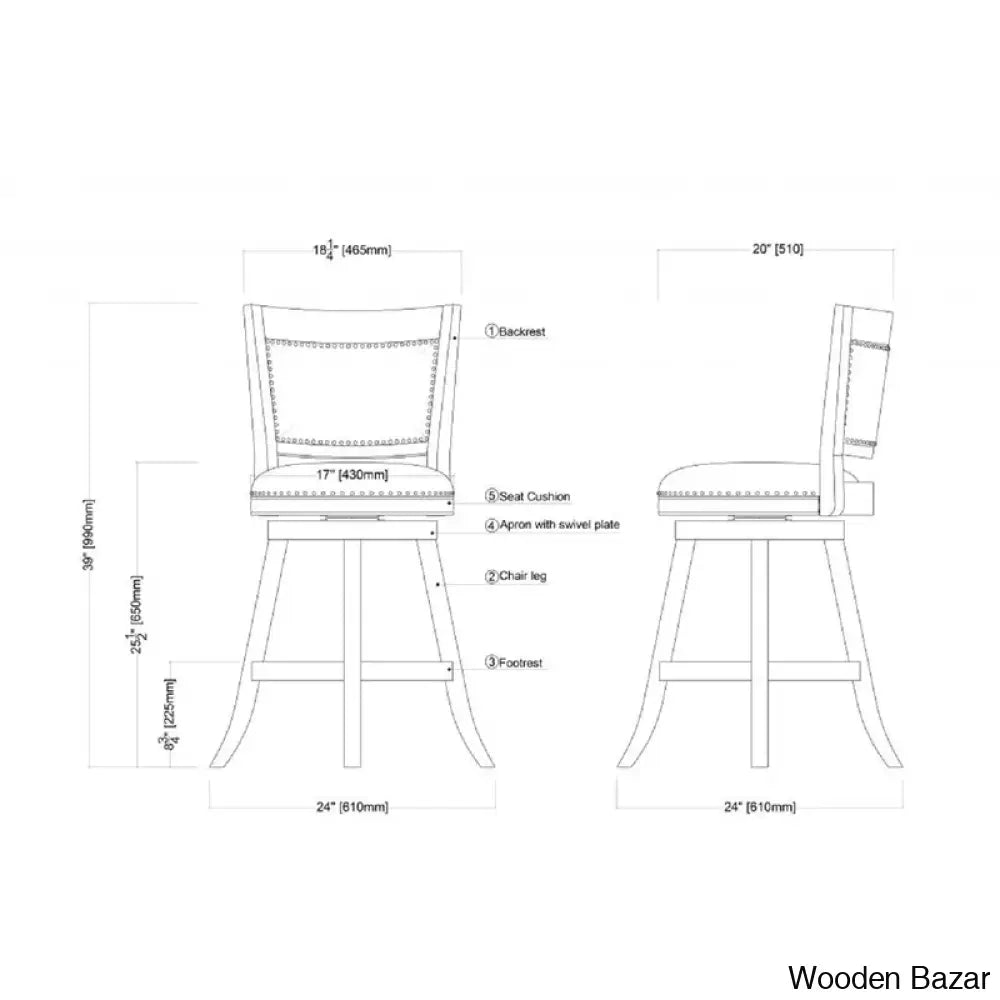 Falkenc Swivel Upholstered Counter And Bar Stool With Solid Wood Frame