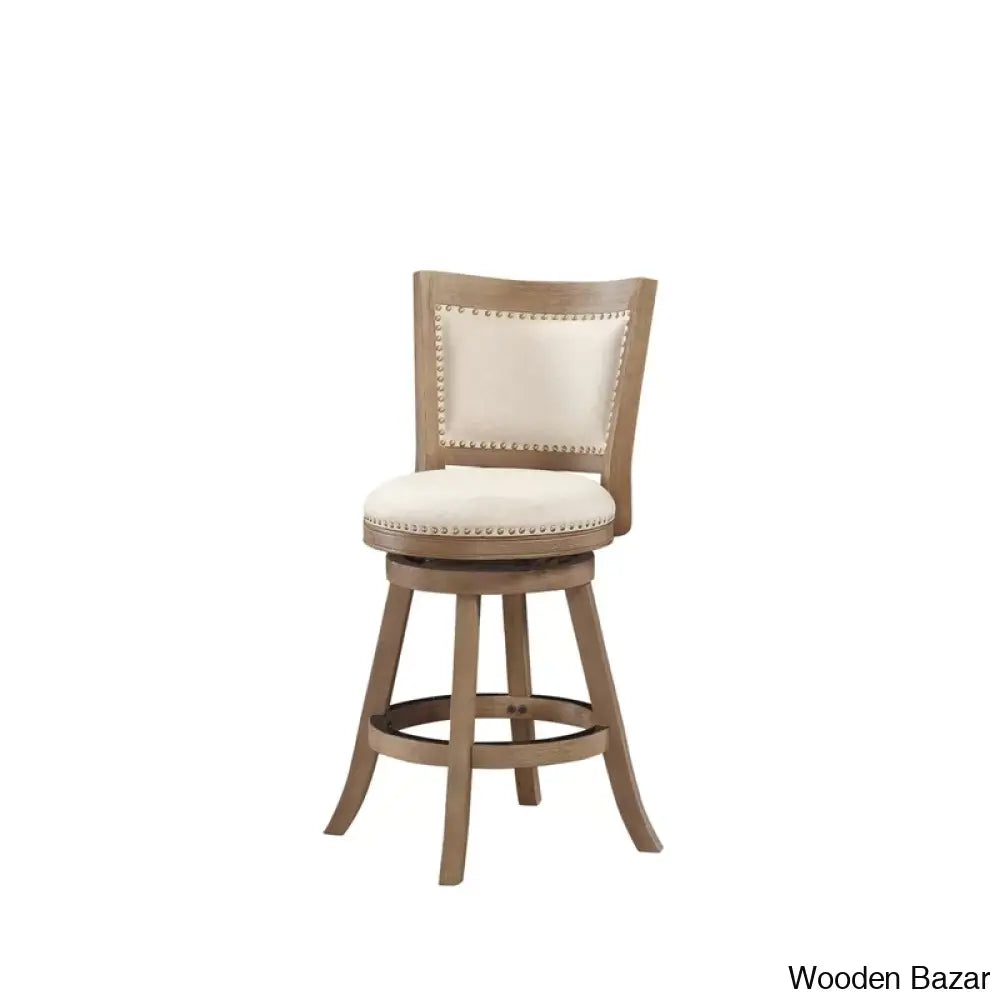 Falkenc Swivel Upholstered Counter And Bar Stool With Solid Wood Frame