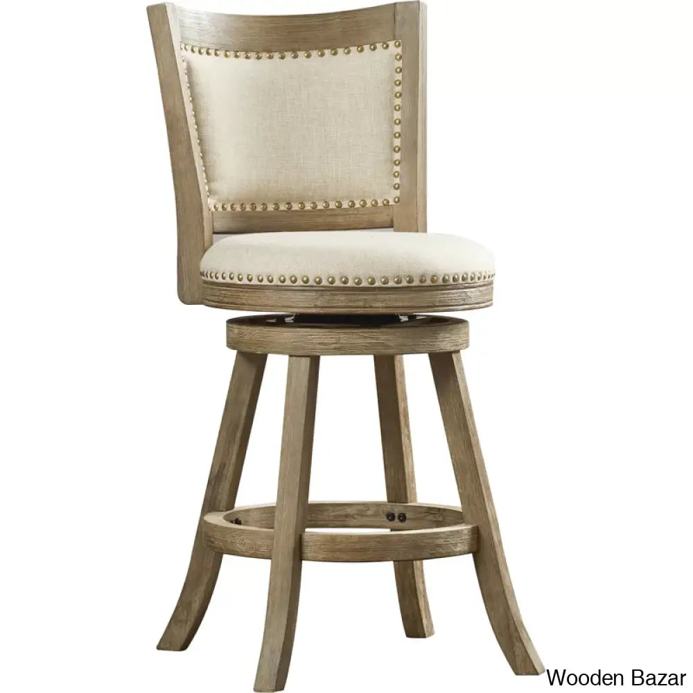 Falkenc Swivel Upholstered Counter And Bar Stool With Solid Wood Frame