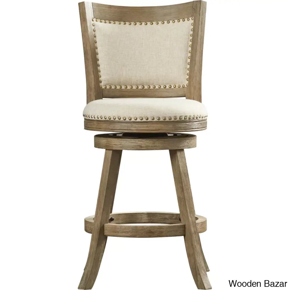 Falkenc Swivel Upholstered Counter And Bar Stool With Solid Wood Frame