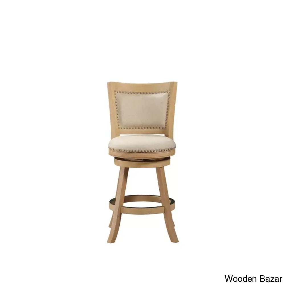 Falkenc Swivel Upholstered Counter And Bar Stool With Solid Wood Frame