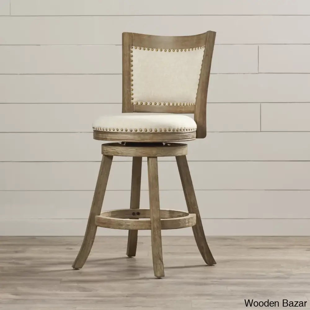 Falkenc Swivel Upholstered Counter And Bar Stool With Solid Wood Frame