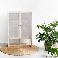 Fallstaff Solid Wood Gili Tall Cabinet Wardrobe - Wooden Bazar White Wash