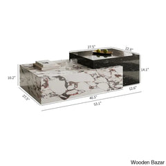 Farando Faux Marble Black And White Coffee Center Table