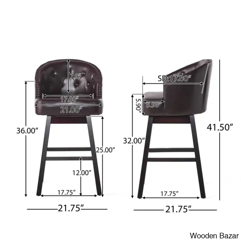 Farmingtone Swivel Upholstered 31.25’’ Counter Stool With Solid Wood Frame (Set Of 2)