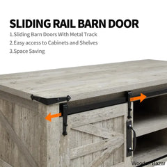Farmyhousie 48’’ Coffee And Center Table With Sliding Barn Door Adjustable Shelf