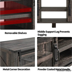 Farmyhousie 48’’ Coffee And Center Table With Sliding Barn Door Adjustable Shelf