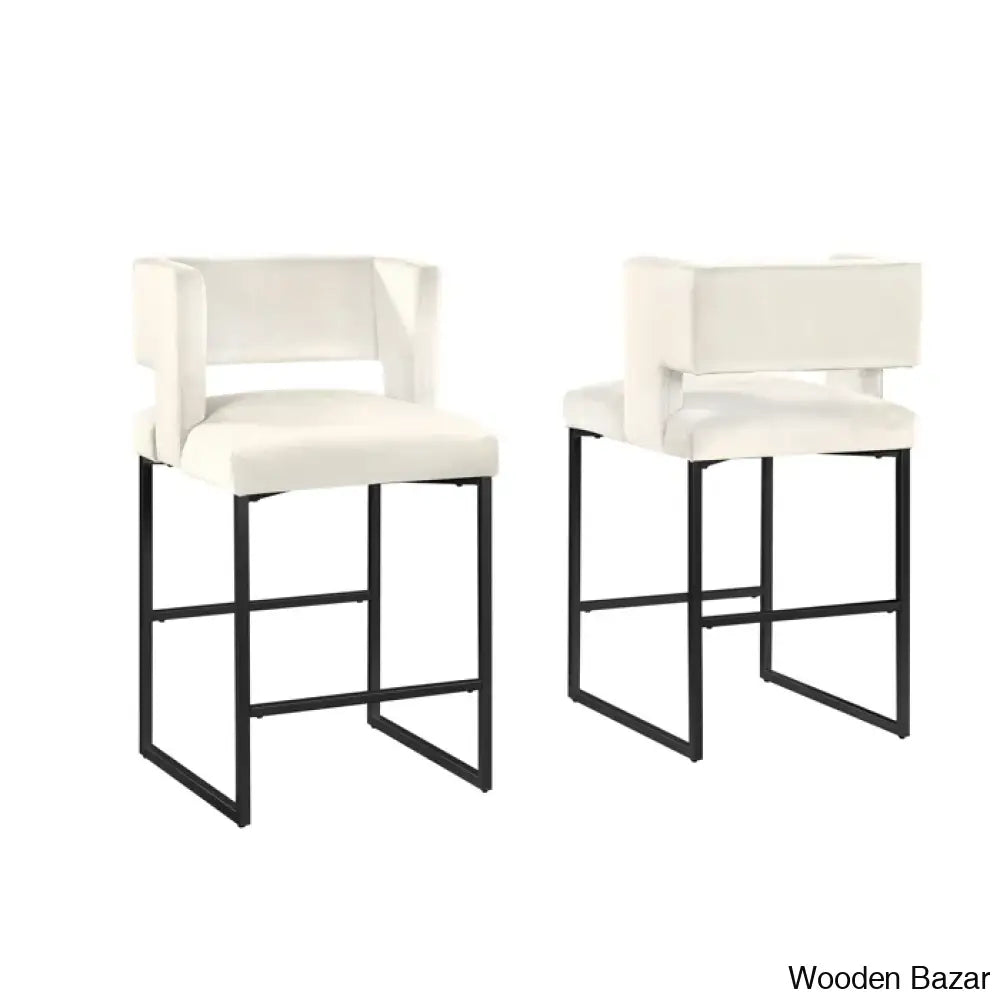 Farnsworthu Upholstered 27’’ Counter And Bar Stool With Metal Frame (Set Of 2)