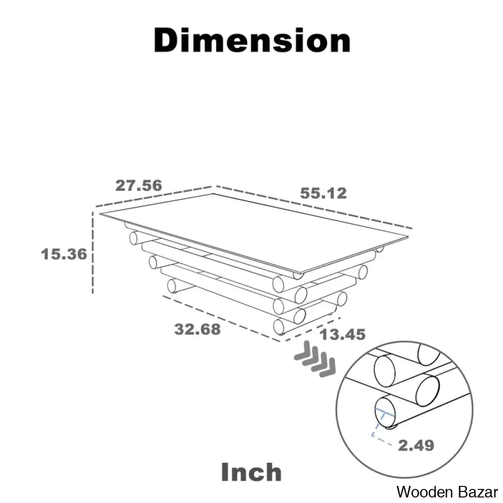 Faviolai Glass Top Single Coffee And Center Table